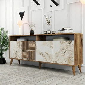 Skrinka Milan 2 Walnut and White Marble