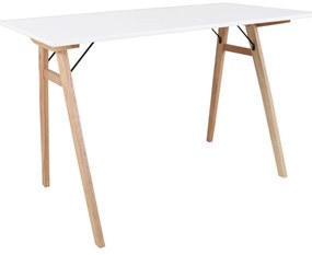 Biely stôl s hnedými nohami House Nordic Vojens Desk, dĺžka 120 cm