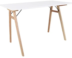 Biely stôl s hnedými nohami House Nordic Vojens Desk, dĺžka 120 cm