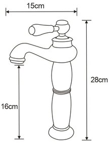 Mexen Draco, vysoká umývadlová batéria, čierna, 745410-70