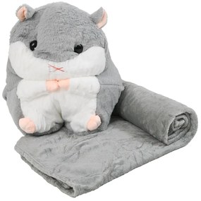 Plyšový ŠKREČOK s detskou dekou vo vnútri, sivý