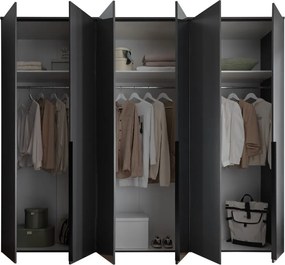 Šatníková skriňa so zrkadlami Kevo, 270 cm, grafitová