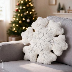 VIANOČNÝ DEKORAČNÝ VANKÚŠ SNOWFLAKE1 41X45 CM KRÉMOVÁ