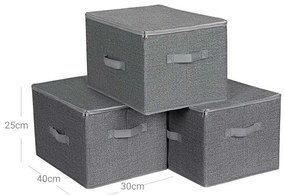 VASAGLE Skladacie úložné boxy s vekom sivé 3 ks