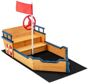 Detské drevené pieskovisko, pirátsky čln | 156 x 78 cm