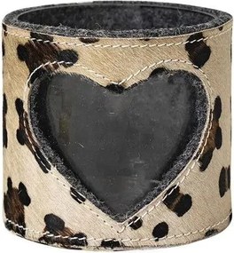 Svietnik zdobený kožou so vzorom Leopard - 11,5*11,5*10,5cm