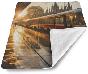 Sablio Deka pre bábätko Vlak na stanici pri východe slnka - 80x100 cm