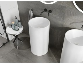 Mexen Ajax-01, voľnestojace umývadlo z konglomerátu 45x45x82 cm, biela matná, 26504500