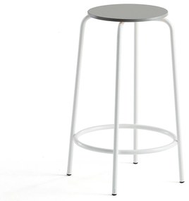 Barová stolička TIMMY, biely rám, svetlošedý sedák, V 630 mm