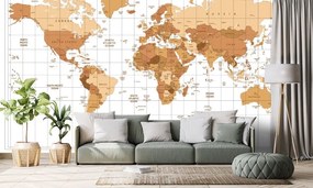Samolepiaca tapeta béžová mapa sveta na svetlom pozadí - 150x100