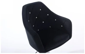 LuxuryForm DESIGN Kreslo ROMA VELUR na striebornej podstave s kolieskami - čierne