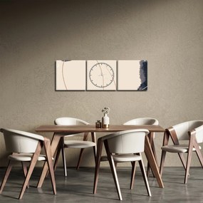 Obraz - Béžová abstrakcia (s hodinami) (90x30 cm)