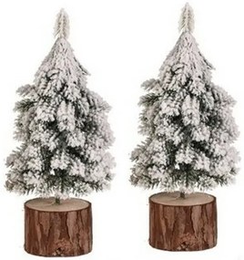 Vianočná dekorácia Stromček na kláte, 19 cm, zasnežený, SET 2 KS