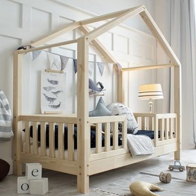 Domčeková posteľ Housebed duo - 90 x 190 cm / prírodná borovica