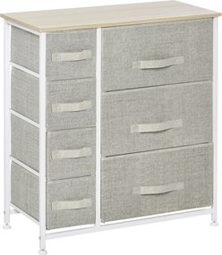 HOMCOM Komoda so 7 úložnými košíkmi z netkanej textílie, 63.5x30x71 cm, sivá | Aosom