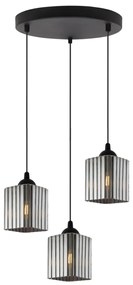 Závesné svietidlo Riffle Square, 3x grafitové sklenené tienidlo, b, o