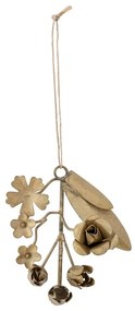 Bloomingville Kovová dekorácia na zavesenie zlatá 9,5x11,5x3 cm