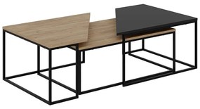 Konferenčné stolíky v súprave 3 ks s doskou v dubovom dekore v prírodnej farbe 70x110 cm Titan – Marckeric