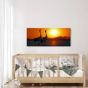 Obraz vtákov pri západe slnka (120x50 cm)