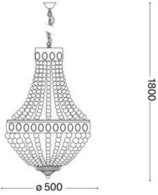 Ideal Lux - Luster na reťazi MONET 6xE14/40W/230V pr. 50 cm konope/biela