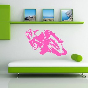 Veselá Stena Samolepka Motorkár Farba: růžová, Veľkosť: 80 x 53 cm