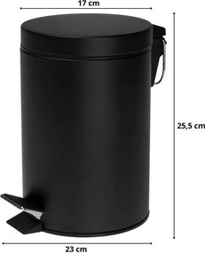 Odpadkový kôš do kúpeľne BALI 3l - softclose - čierny