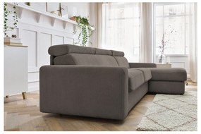 Sivo-hnedá menčestrová rozkladacia rohová pohovka (variabilná) Monaco – Bobochic Paris