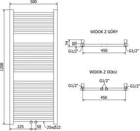 Mexen Mars, elektrické vykurovacie teleso 1200 x 500 mm, 500 W, čierna, W110-1200-500-6500-70