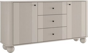 Komoda so zásuvkami Vesper 160 cm - kašmír / čierne úchytky / guľaté nohy