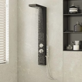 vidaXL Sprchový panel hliníkový čierny