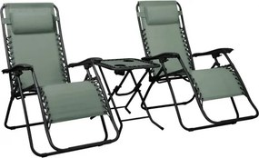 MI Sada 2x ležadlo DELUX zelené + stolík