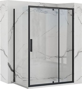 Štvorcový sprchový kút REA RAPID SWING 100x100 cm, čierny/transparent - bez vaničky