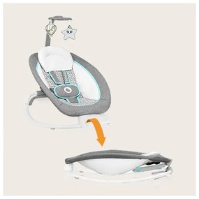 Lionelo - Detská vibrujúca hojdačka s melódiou PASCAL 2xAA šedá/tyrkysová