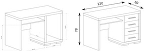 Písací stôl MEISON so zásuvkami 120 cm