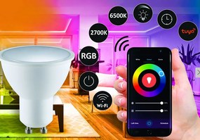 PLX Inteligentná LED žiarovka SMART TUYA, GU10, 5,5 W, 2700-6500K, 400lm, RGB, WIFI