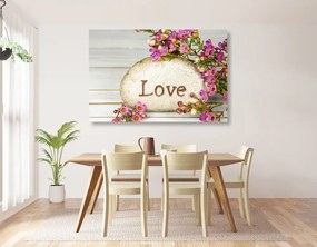 Obraz kameň s vyritým nápisom Love - 120x80