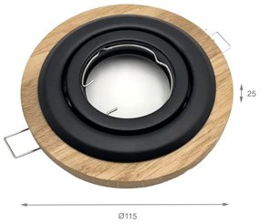 Sada 3 ks podhľadových svietidiel TOBBY, 1× GU10/20W/230V, pr. 11,5 cm, dub/čierna