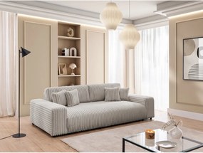 Svetlosivá menčestrová rozkladacia/s úložným priestorom pohovka 260 cm Justin – Ropez