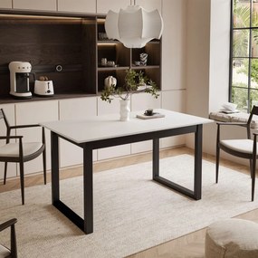 ROZKLADACÍ JEDÁLENSKÝ STÔL DANILO BIELY + ČIERNE U NOHY 140 / 195 cm