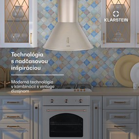 Klarstein Lumio, digestor, 60 cm, komínový, 490 m³/h, retro dizajn, nehrdzavejúca oceľ, champagne
