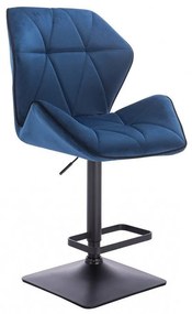 LuxuryForm DESIGN Barová stolička MILANO MAX VELUR na čiernej hranatej podstave - modrá