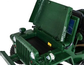 Ramiz Retro silné vojenské auto pre 3 deti Zelené + pohon 4x4 + úložné priestory + EVA + pomalý štart + MP3 LED