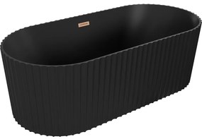 Mexen Paola, voľne stojaca vaňa, drážkovaná, 170 x 80 cm, čierna matná, medená matná, 52721708071-65