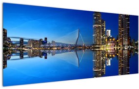 Obraz - nočný Rotterdam (120x50 cm)