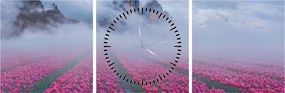 Obraz - Krajina s tulipánovými poľami (s hodinami) (90x30 cm)