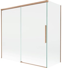 Mexen Rox, 2-krídlová posuvná vaňová zástena 160 + 70 x 150 cm, 8mm číre sklo, medený matný profil, 8C9-160-070-65-00
