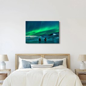 Obraz ľudí a polárna žiara (90x60 cm)