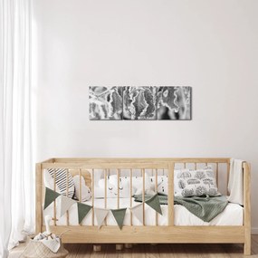 Obraz - Zmrznuté listy, čiernobiela (s hodinami) (90x30 cm)