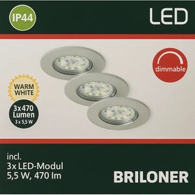 Briloner - SADA 3x LED kúpeľňové podhľadové svietidlo LED/5,5W/230V IP44
