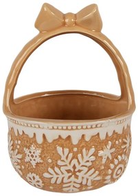 Hnedá keramická miska košík s vločkami Gingerbread - Ø15*21 cm